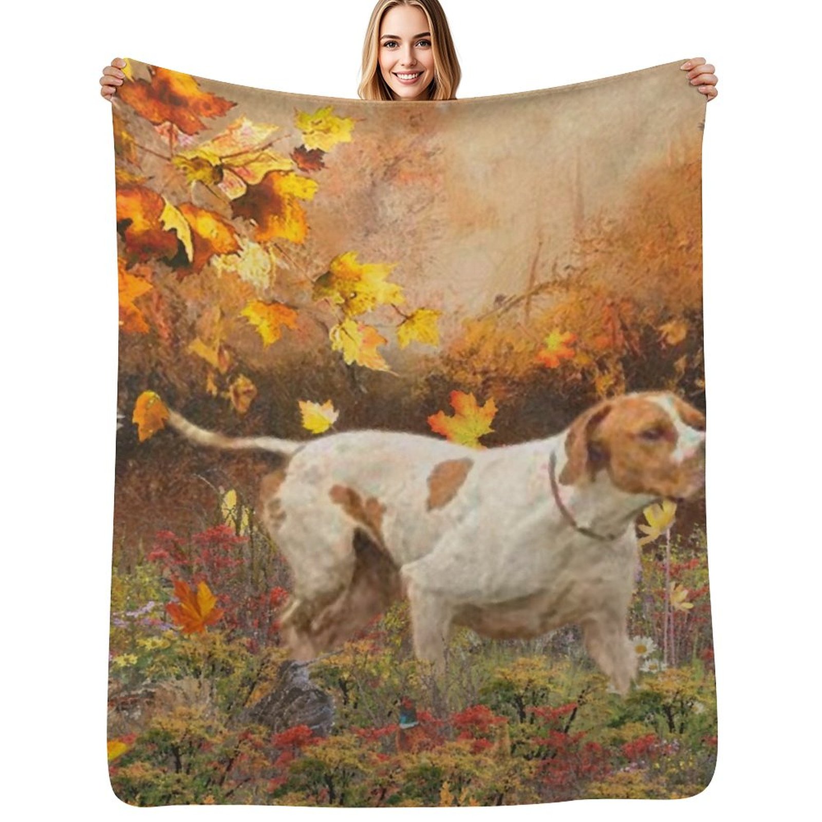 Outdoor Hunting Blanket - English Pointer hunts Throw Blanket Foldable