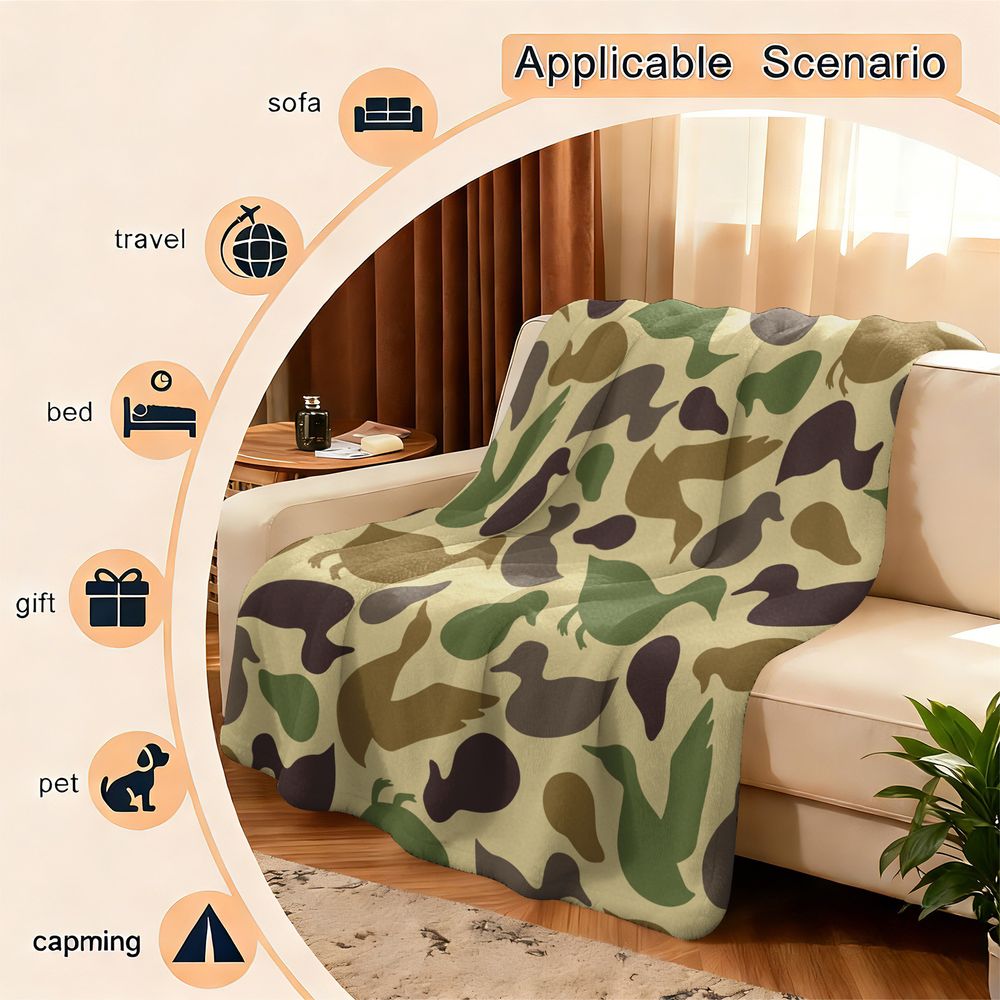 Duck Pattern Flannel Blanket S - Outdoor Hunting Blanket recension och pris