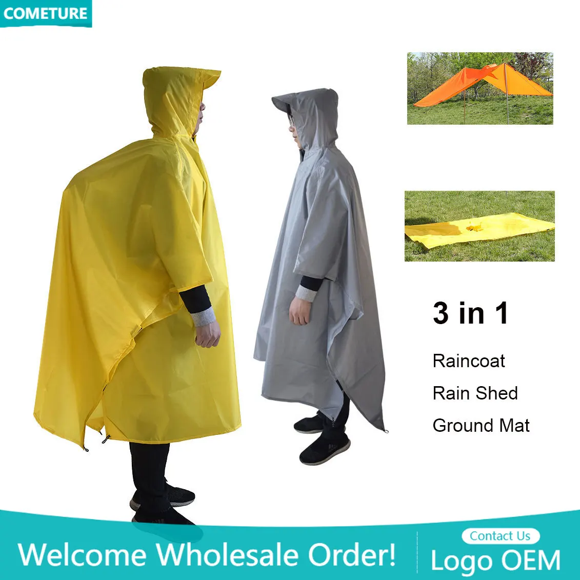 Raincoat 3 In 1 Hiking Poncho  - Hunting Camp Outdoor Supplies recension och pris